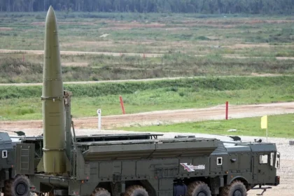 9K720 Iskander-M tactical ballistic missile system deployed in a field setting.
