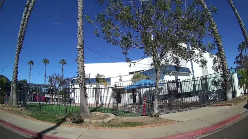 Exterior view of the Islamic Center of San Diego, the target of the heavily armed assault on May 18.
