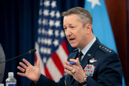 Chairman of the Joint Chiefs of Staff Gen. Dan Caine holds a press briefing at the Pentagon in Washington D.C., following recent military developments.