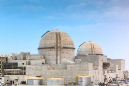 The Barakah Nuclear Power Plant under construction on the coastline of the United Arab Emirates.