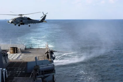 USS Roosevelt destroyer transiting the Strait of Hormuz.