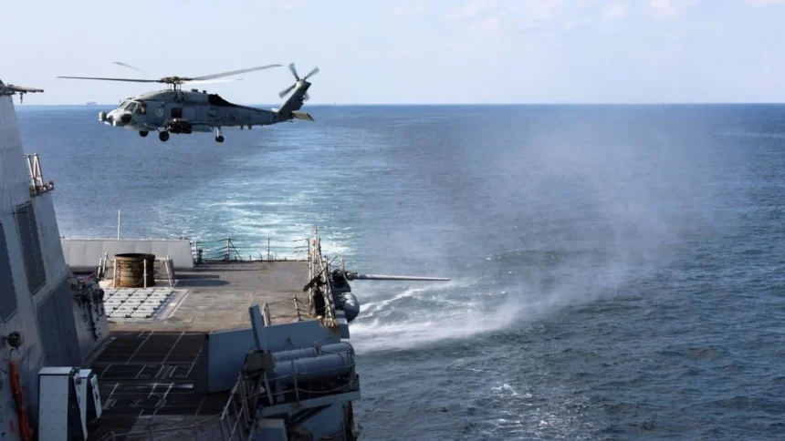 USS Roosevelt destroyer transiting the Strait of Hormuz.