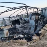 Greenhouse destroyed by armed colonist arson attack in Al-Mughayyir village, Ramallah governorate, occupied West Bank, April 2024