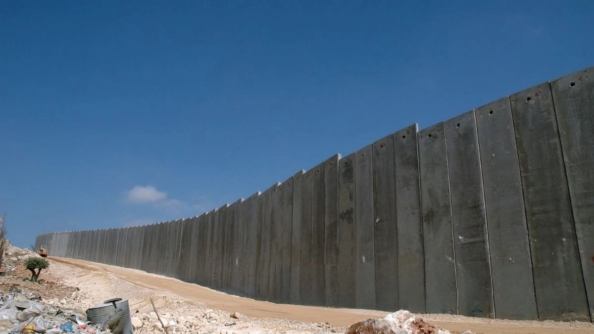 Concrete section of Israel's separation barrier cutting through the occupied West Bank
