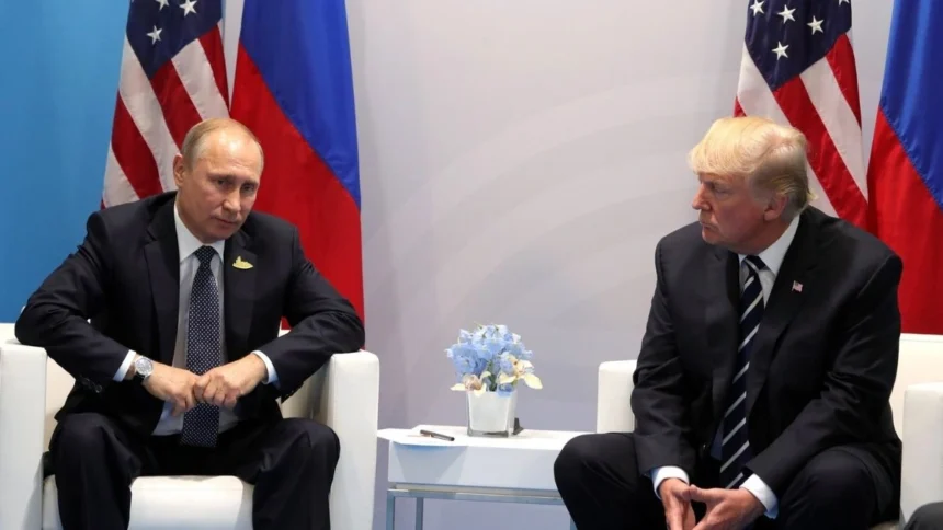 Vladimir Putin and Donald Trump during their bilateral meeting at the 2017 G-20 Hamburg Summit