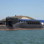 A Jin Type 094 ballistic missile submarine shown as a reference image for China’s sea-based missile capability.